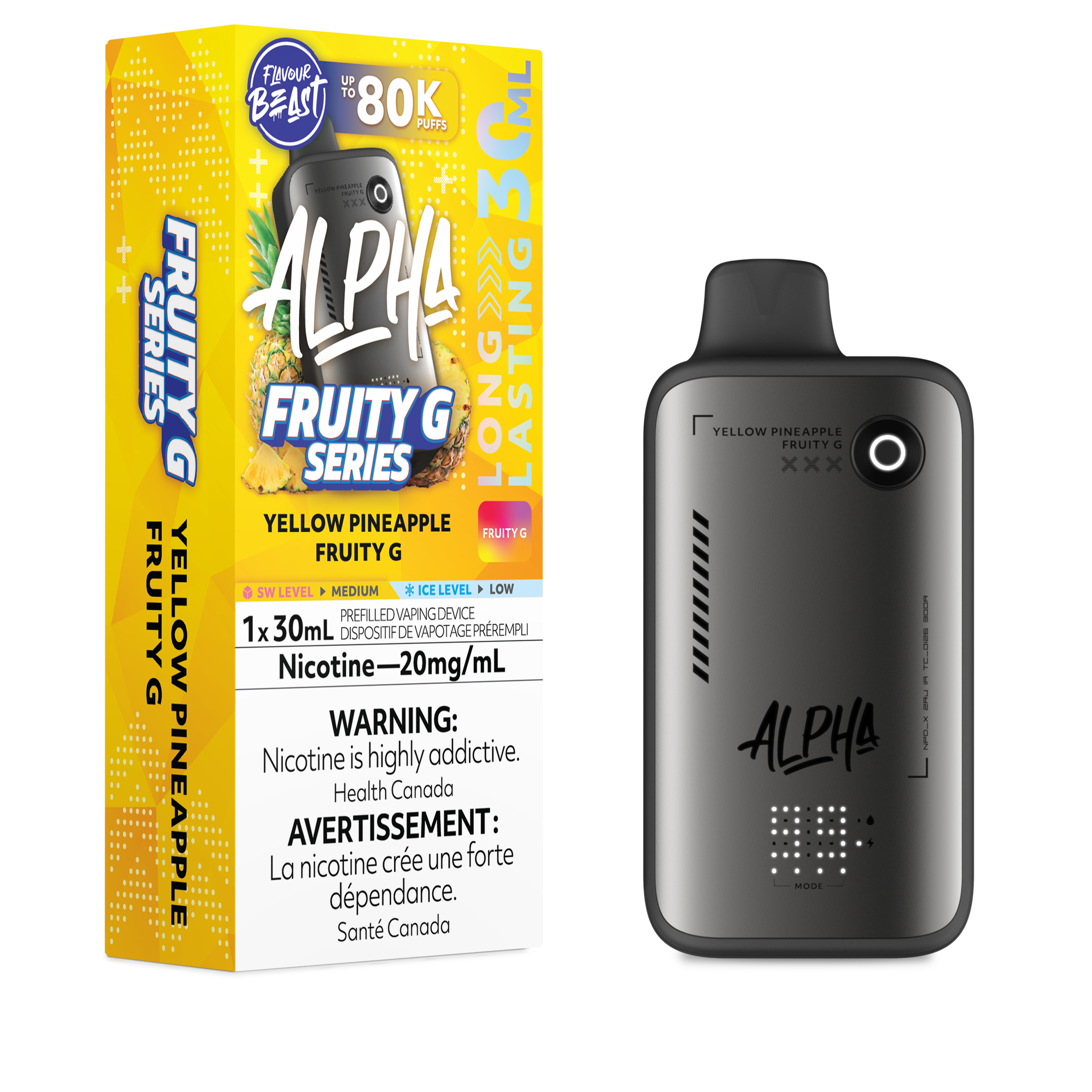 FLAVOUR BEAST ALPHA 80K - YELLOW PINEAPPLE FRUITY G  New City Vapes