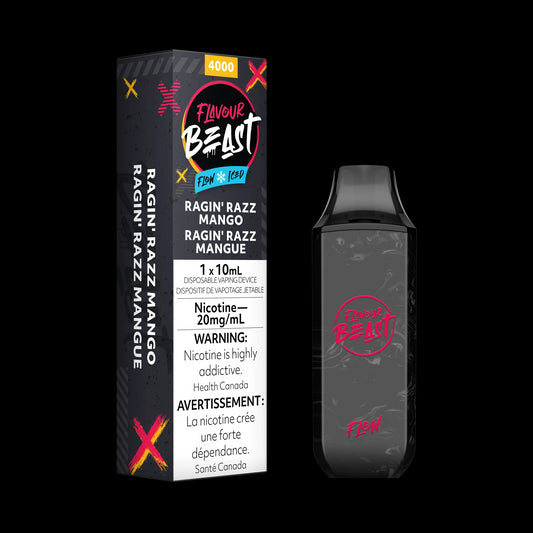 FLAVOUR BEAST FLOW 4000 -RAGIN' RAZZ MANGO ICED | Buy Online | Best Vaping Experience | Long-Lasting Flavor & Performance