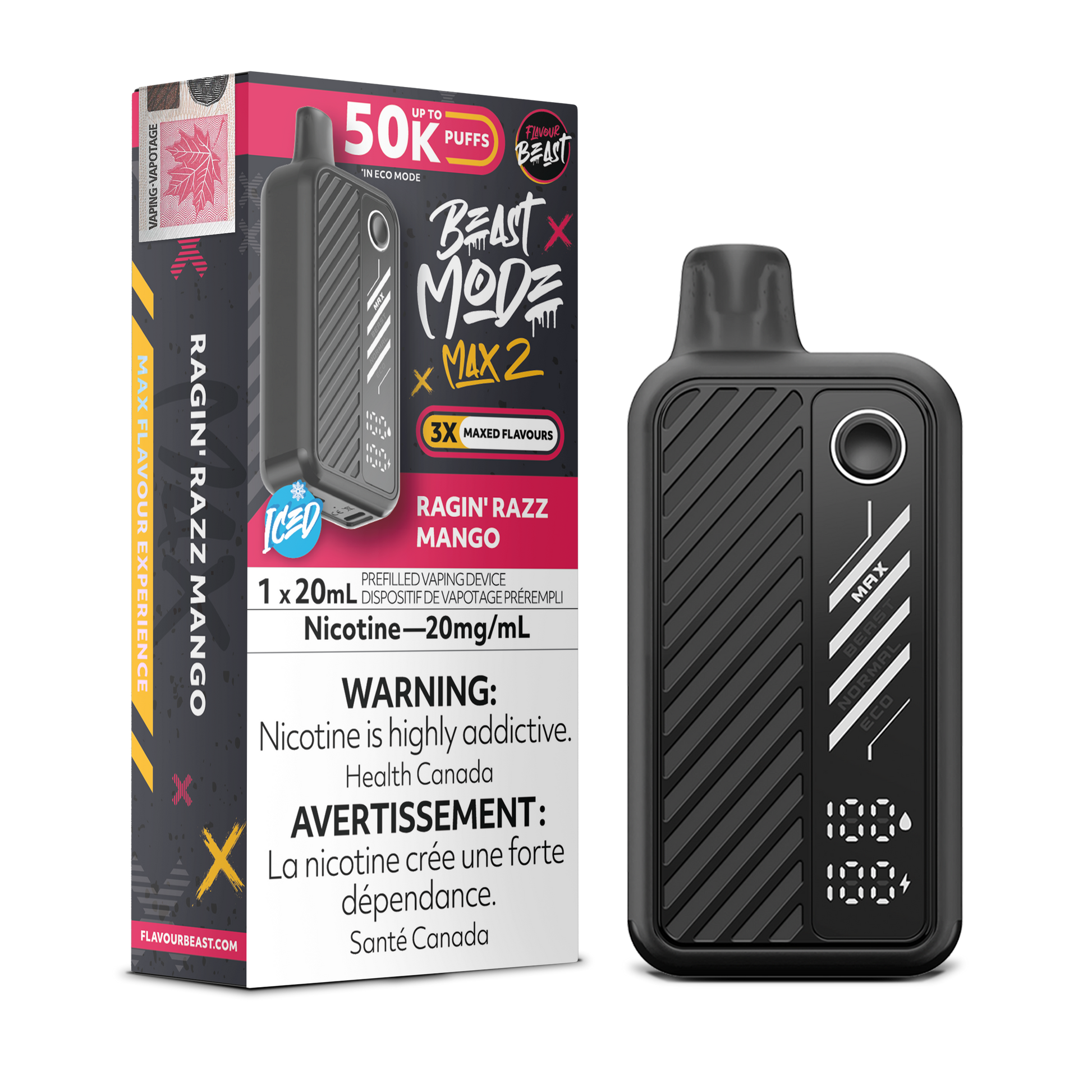 Flavour Beast Beast Mode Max 2 Disposable - Ragin' Razz Mango Flavour Beast Beast Mode Max 2