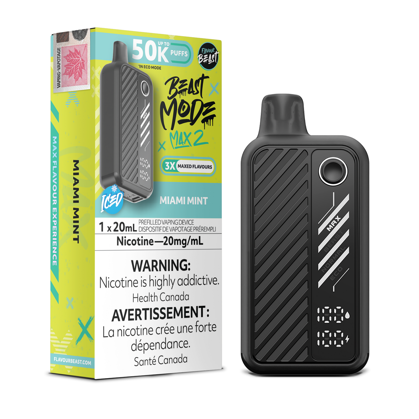 Flavour Beast Beast Mode Max 2 jetable - Menthe Miami
