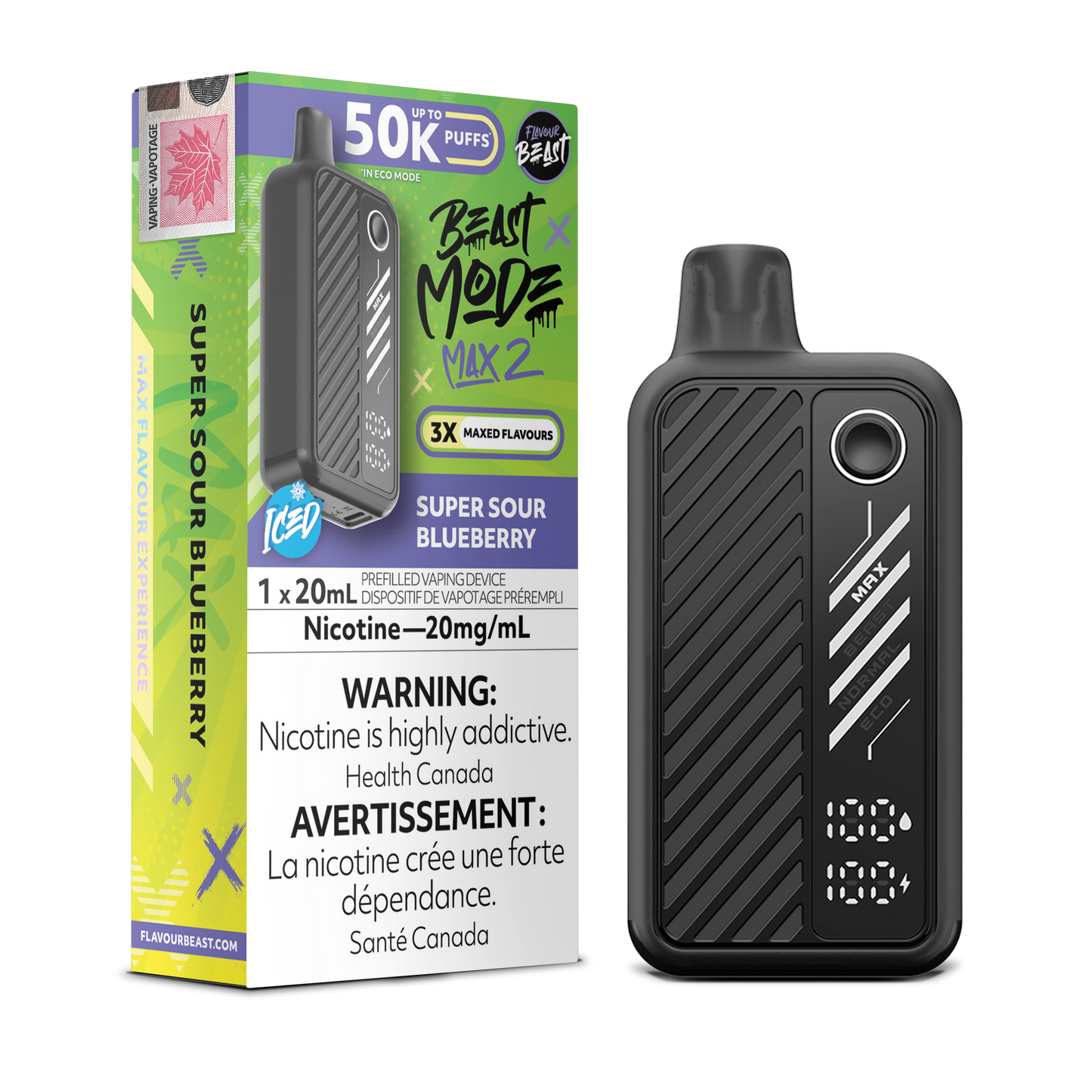 Flavour Beast Beast Mode Max 2 jetable - Myrtille super acidulée