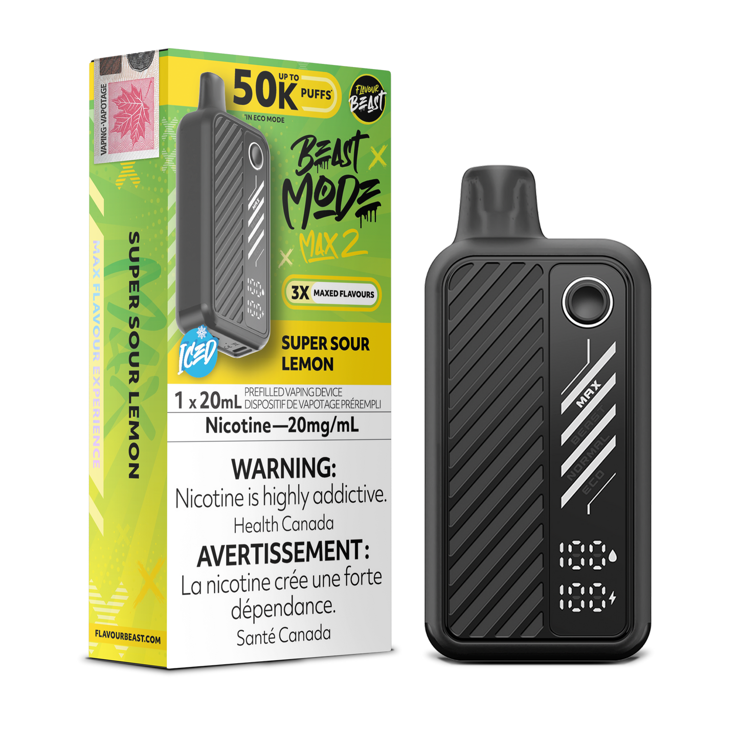 Flavour Beast Beast Mode Max 2 Disposable - Super Sour Lemon Flavour Beast Beast Mode Max 2