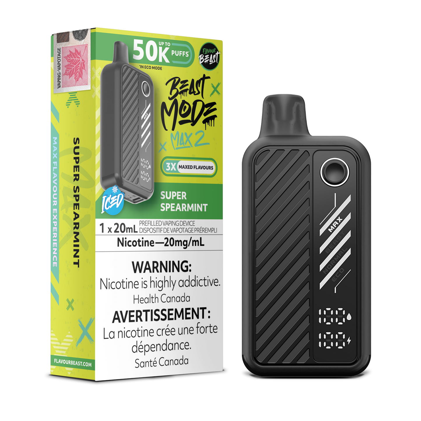 Flavour Beast Beast Mode Max 2 jetable - Super menthe verte