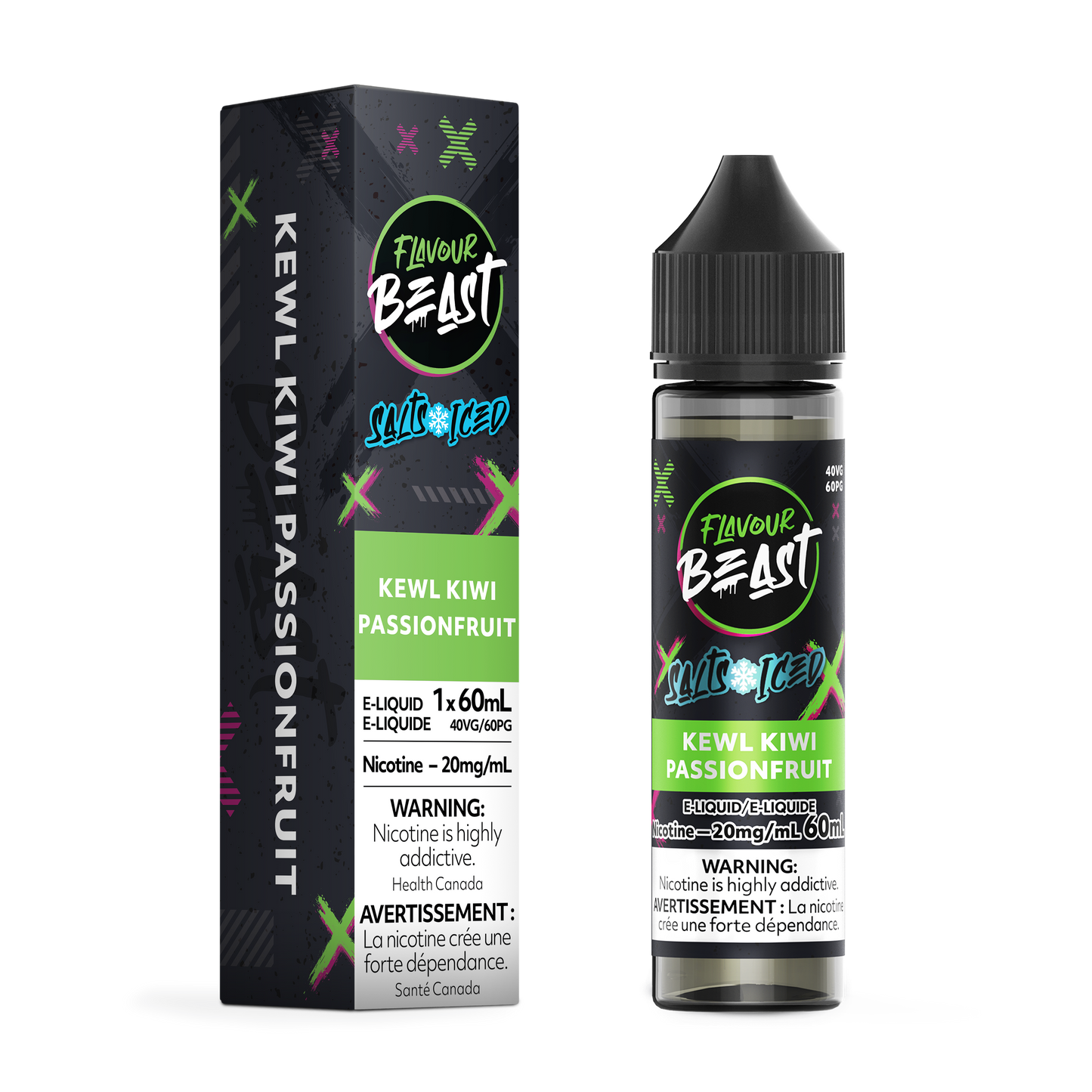 FLAVOUR BEAST E-LIQUID SALT 20MG 60ML - KEWL KIWI PASSIONFRUIT