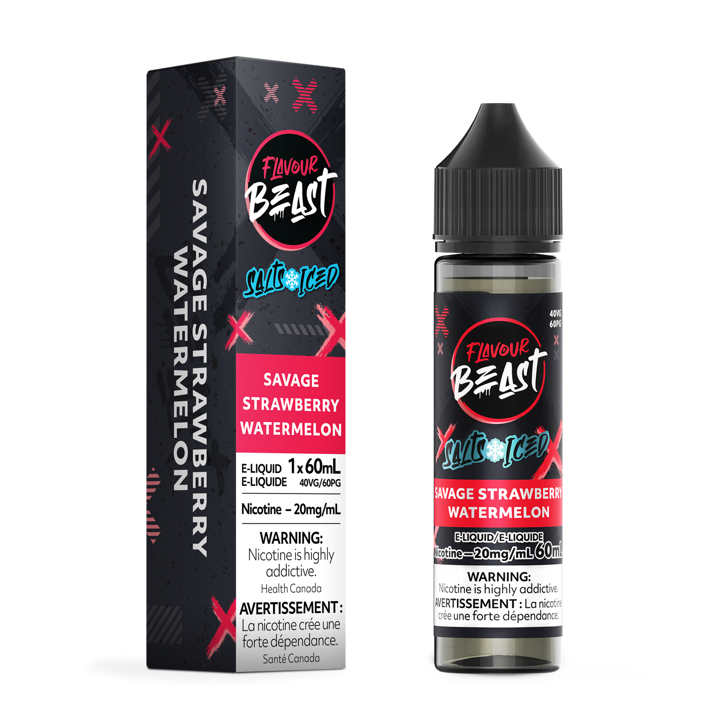 FLAVOUR BEAST E-LIQUID SALT 20MG 60ML - SAVAGE STRAWBERRY WATERMELON