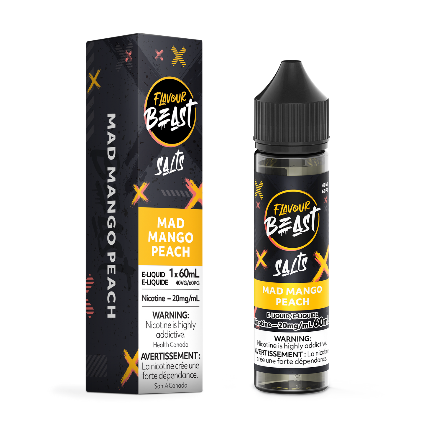 FLAVOUR BEAST E-LIQUID SALT 20MG 60ML - MAD MANGO PEACH