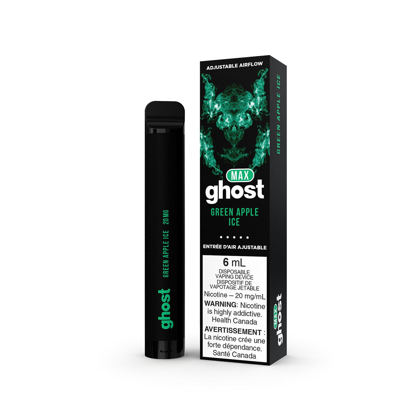 GHOST MAX DISPOSABLE - GREEN APPLE ICE | Buy Online | Best Vaping Experience | Long-Lasting Flavor & Performance