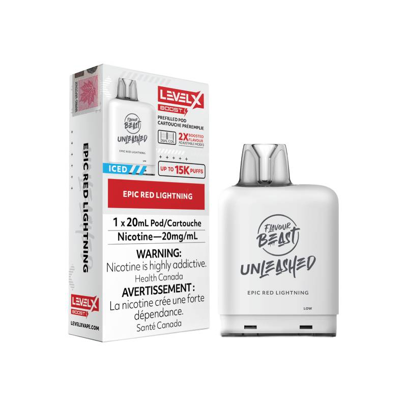 LEVEL X BOOST SERIES UNLEASHED PODS - EPIC RED LIGHTNING, 15000 PUFFS | Buy Online | Best Vaping Experience | Long-Lasting Flavor & Performance