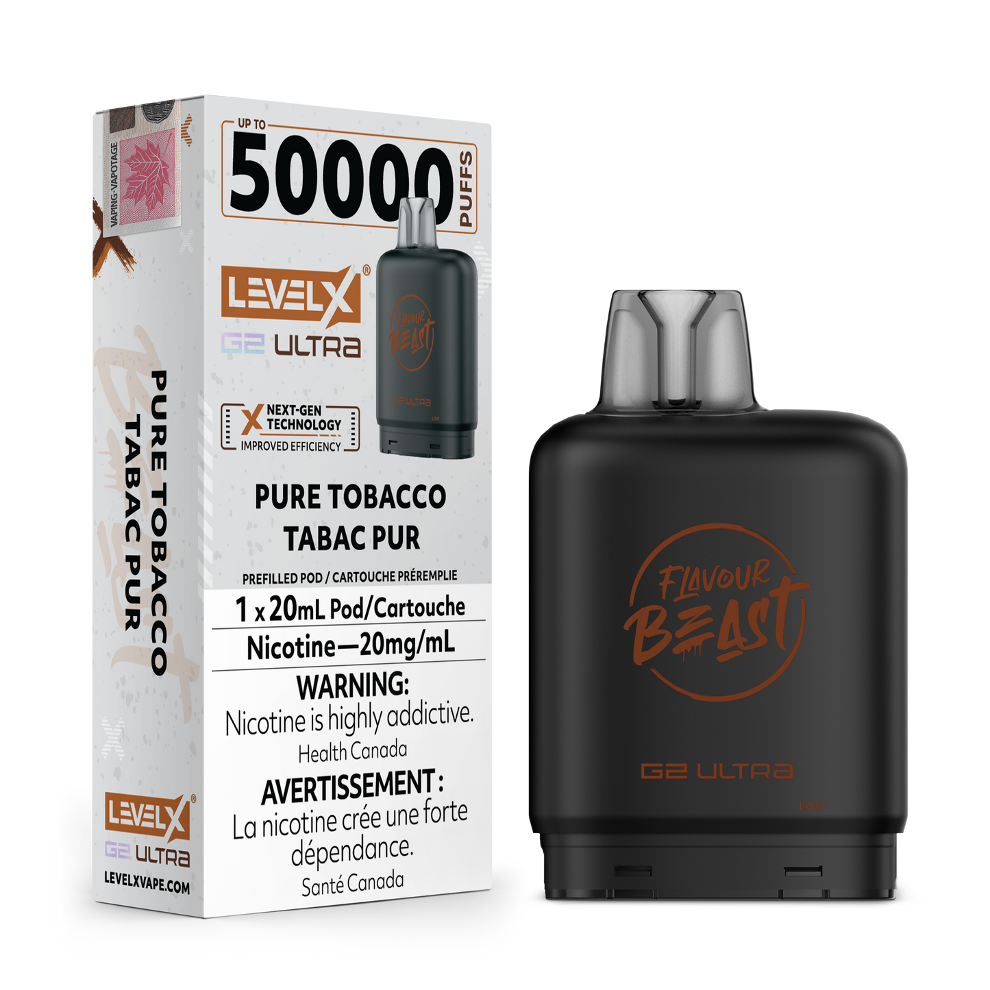 PURE TOBACCO 20MG Level X Device by Flavour Beast