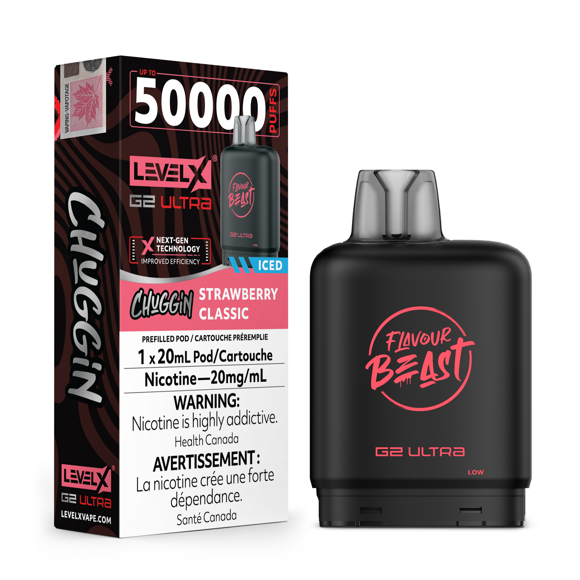 (CHUGGIN') STRAWBERRY CLASSIC (ICED) 20MG Level X Device by Flavour Beast