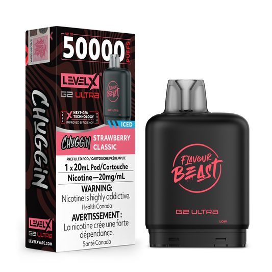 (CHUGGIN') STRAWBERRY CLASSIC (ICED) 20MG Level X Device by Flavour Beast