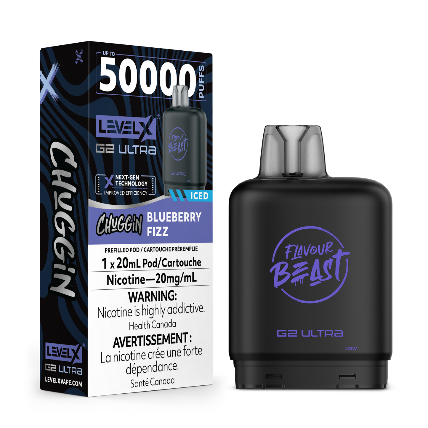 (CHUGGIN') BLUEBERRY FIZZ (ICED) 20MG Level X Device by Flavour Beast