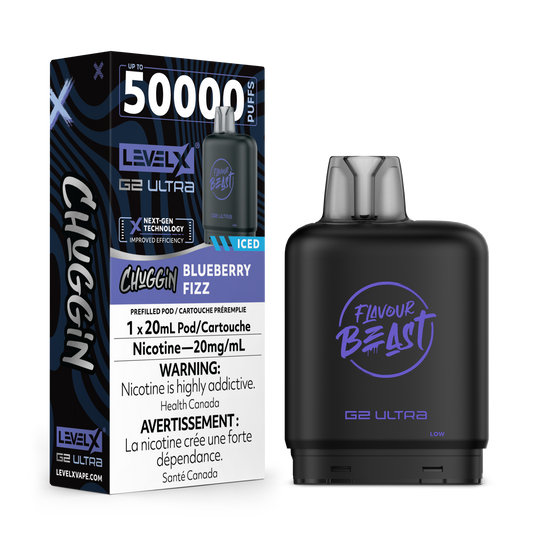 (CHUGGIN') BLUEBERRY FIZZ (ICED) 20MG Level X Device by Flavour Beast