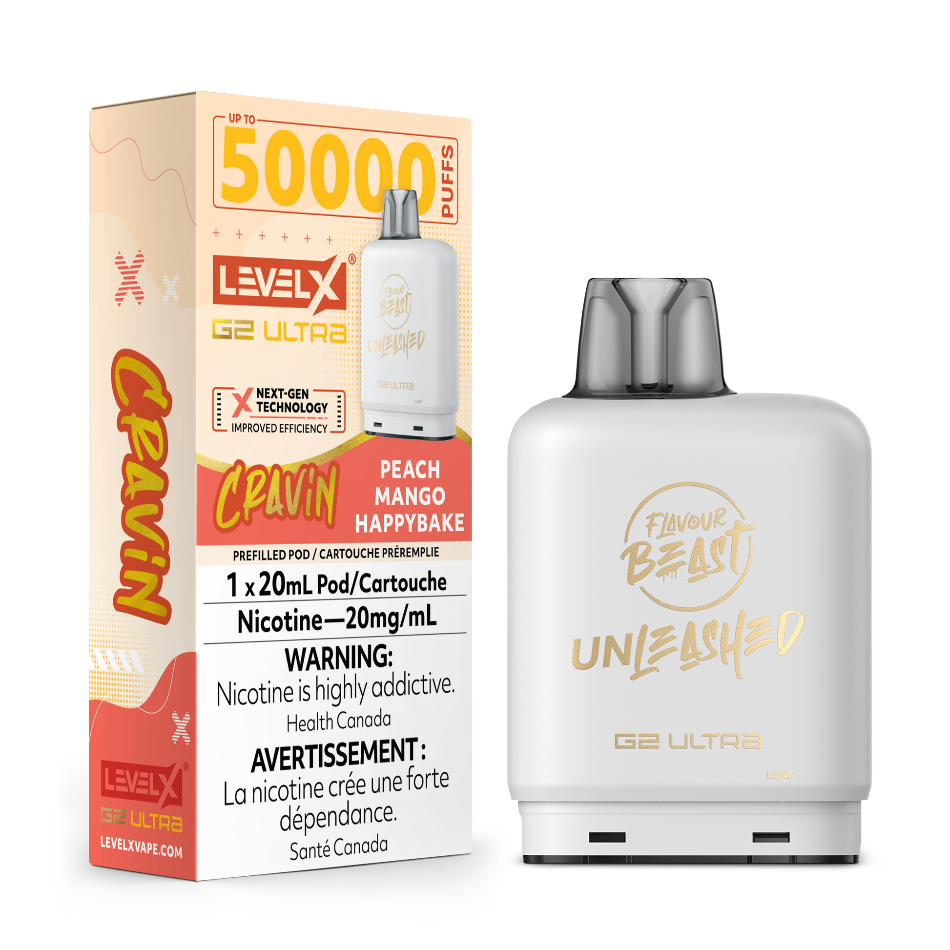 CRAVIN' PEACH MANGO HAPPYBAKE 20MG Level X Device by Flavour Beast