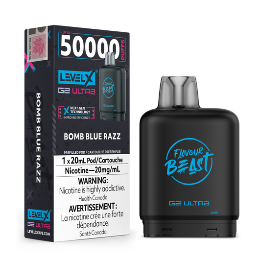 BOMB BLUE RAZZ 20MG Level X Device by Flavour Beast
