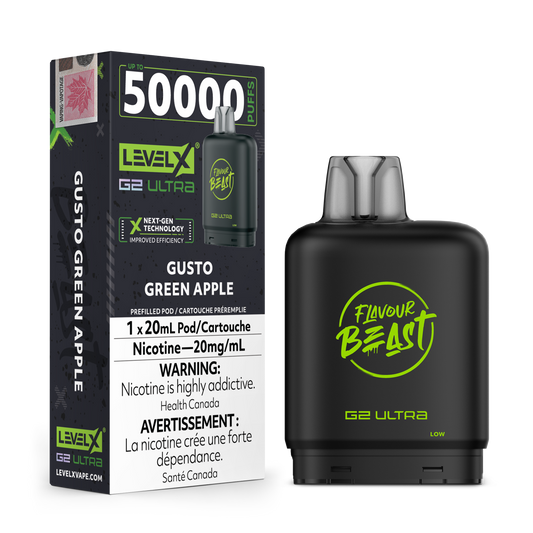 GUSTO GREEN APPLE 20MG Level X Device by Flavour Beast