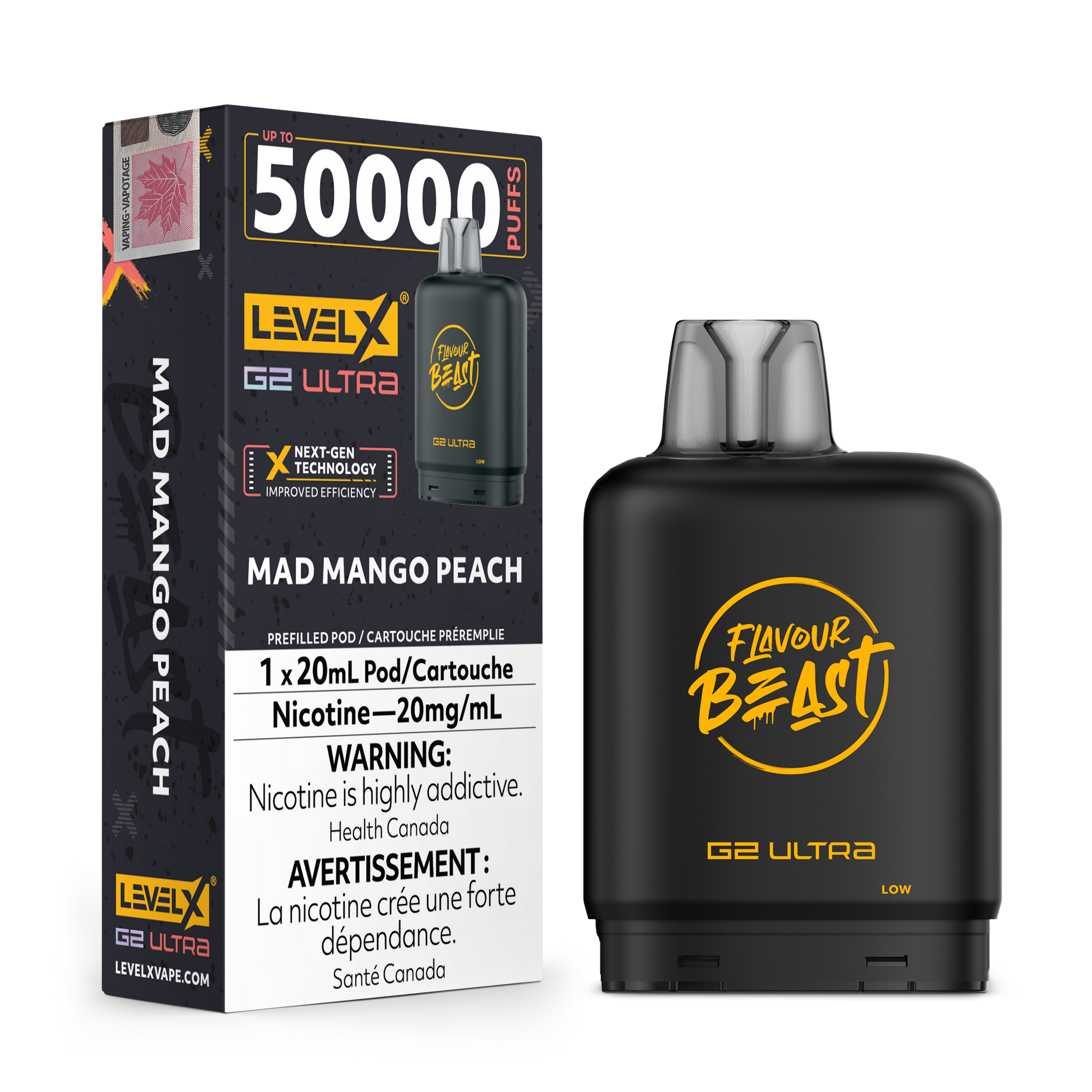 MAD MANGO PEACH 20MG Level X Device by Flavour Beast