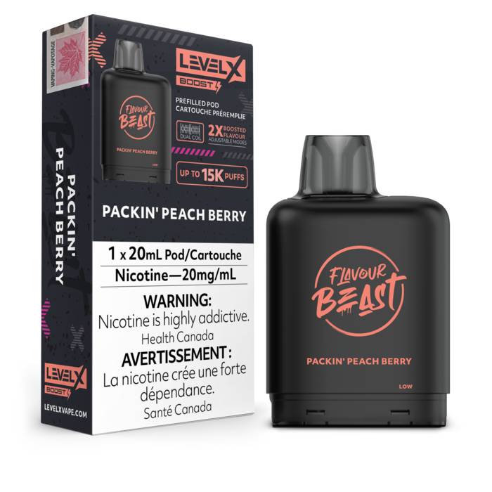 LEVEL X BOOST SERIES POD - PACKIN' PEACH BERRY, 15000 PUFFS | Buy Online | Best Vaping Experience | Long-Lasting Flavor & Performance