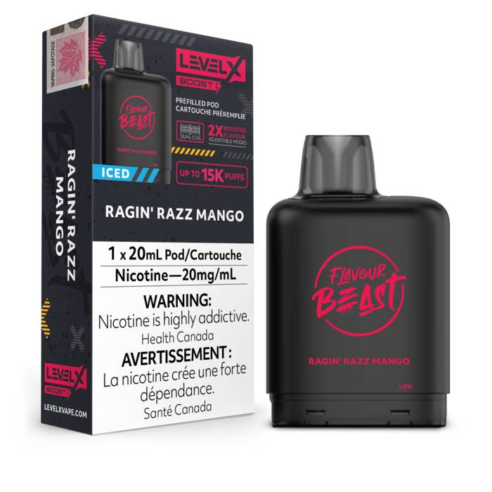 LEVEL X BOOST SERIES POD - RAGIN' RAZZ MANGO, 15000 PUFFS | Buy Online | Best Vaping Experience | Long-Lasting Flavor & Performance