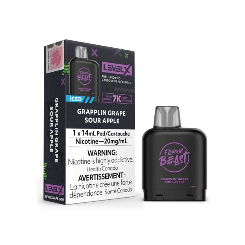 LEVEL X GRAPPLIN GRAPE SOUR APPLE ICED FLAVOUR BEAST PODS | Buy Online | Best Vaping Experience | Long-Lasting Flavor & Performance