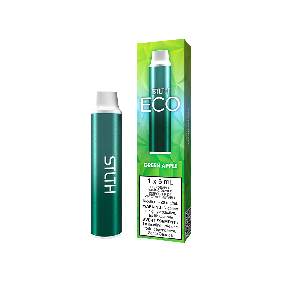 STLTH Eco Disposable Vape Green Apple available at New City Vapes in Toronto and Quebec