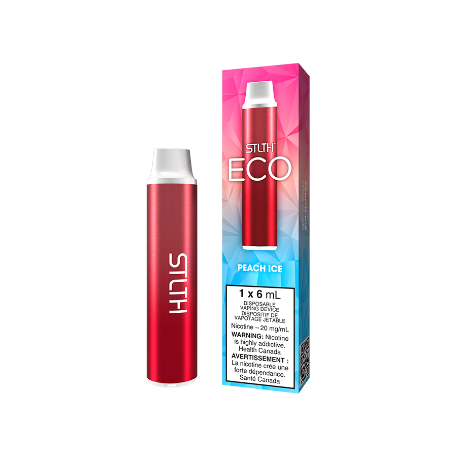 STLTH Eco Disposable Vape Peach ice available at New City Vapes in Toronto and Quebec