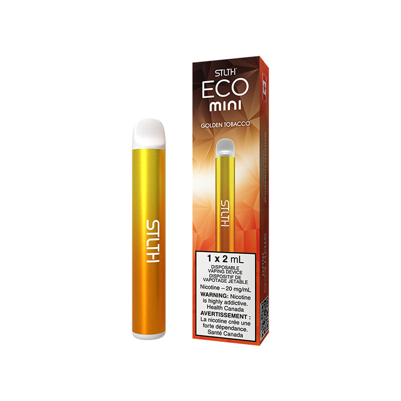 STLTH ECO MINI 2ML GOLDEN TOBACCO WHITE BACKGROUND