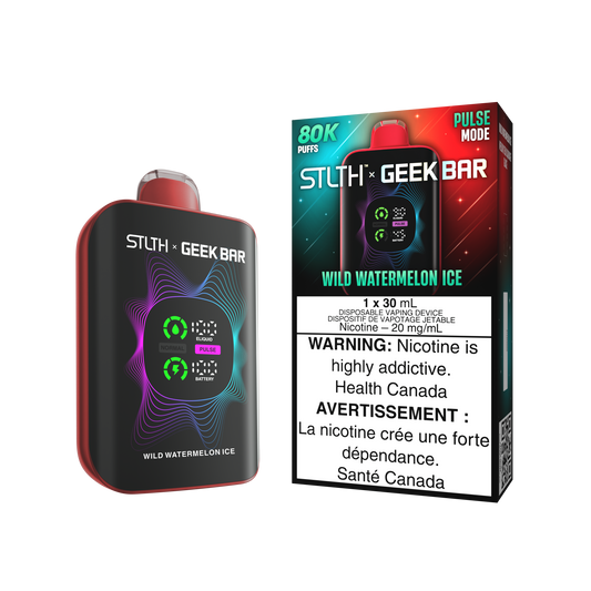 STLTH X Geekbar 80K Wild Watermelon Ice disposable vape – sweet juicy watermelon chill, Quebec and Toronto vapers.