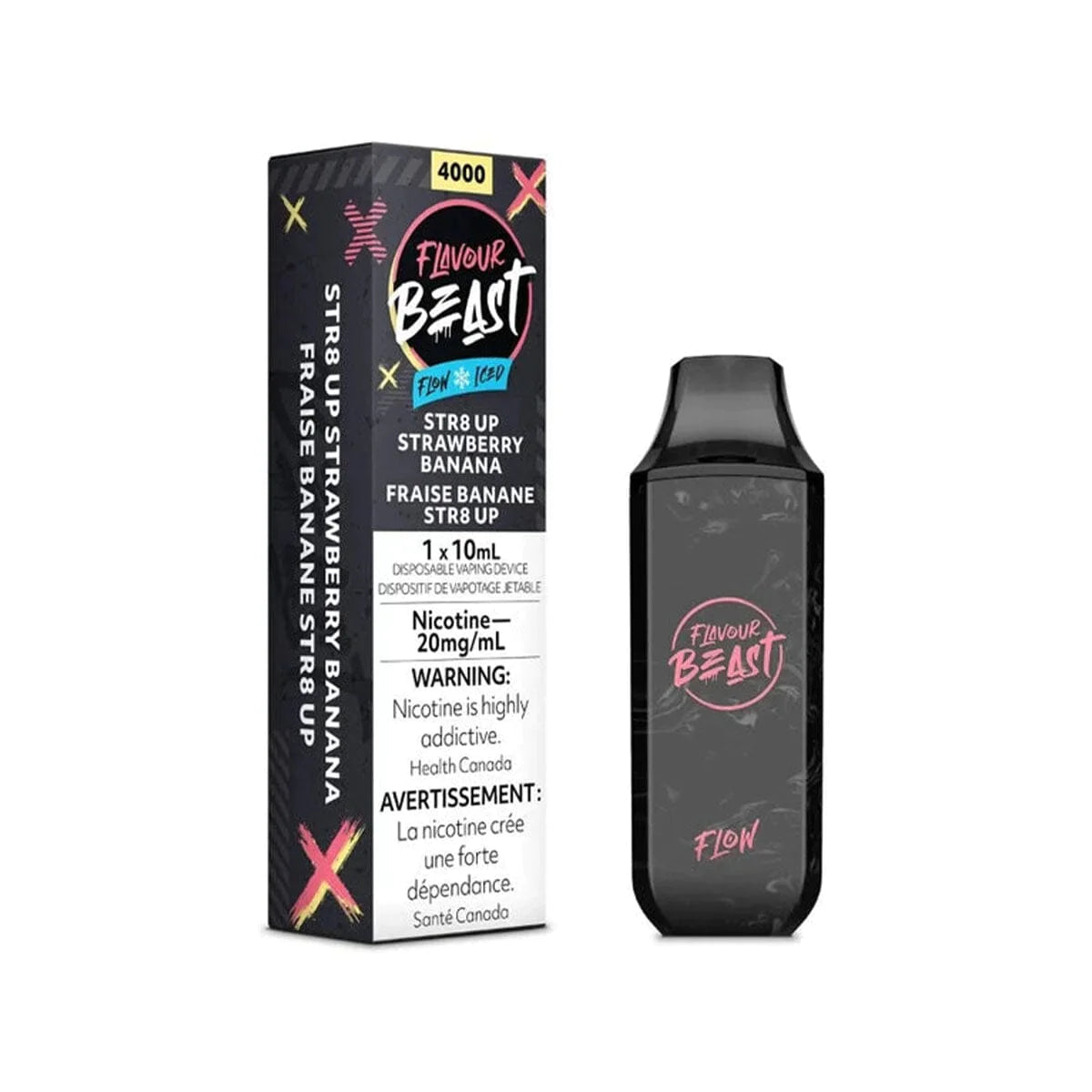 FLAVOUR BEAST FLOW 4000 -STR8 UP STRAWBERRY BANANA ICED | Buy Online | Best Vaping Experience | Long-Lasting Flavor & Performance