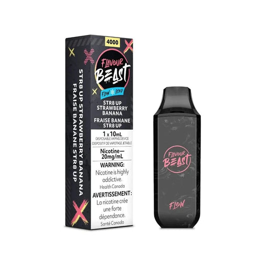 FLAVOUR BEAST FLOW 4000 -STR8 UP STRAWBERRY BANANA ICED | Buy Online | Best Vaping Experience | Long-Lasting Flavor & Performance