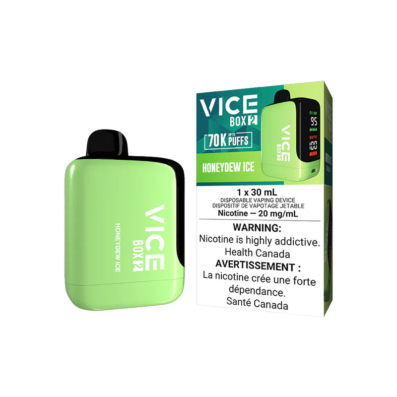 VICE BOX 2 70000 PUFF DISPOSABLE HONEYDEW ICE VAPE NEW CITY VAPES MONTREAL TORONTO SALE