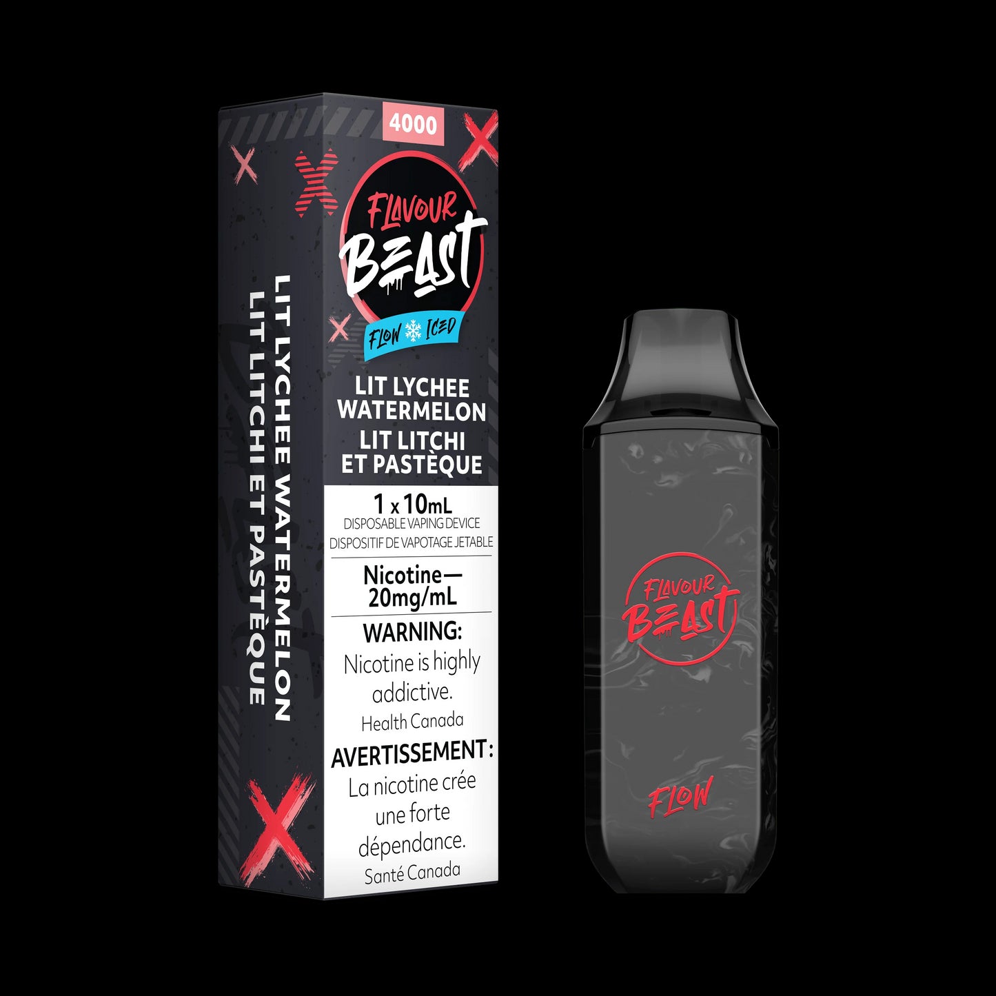 FLAVOUR BEAST FLOW 4000 -LIT LYCHEE WATERMELON ICED | Buy Online | Best Vaping Experience | Long-Lasting Flavor & Performance