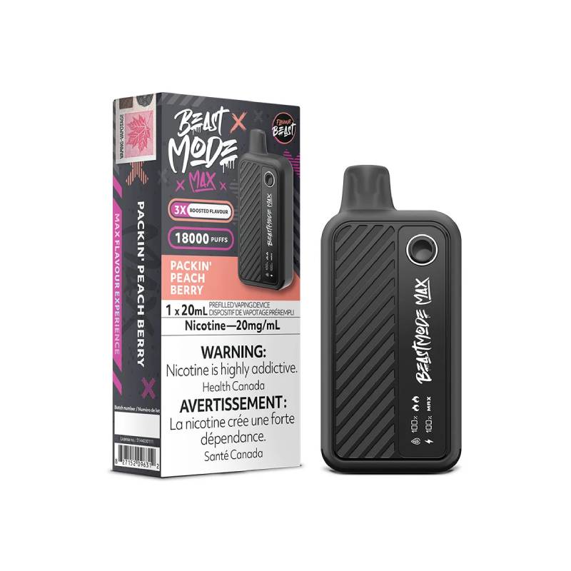 FLAVOUR BEAST - BEAST MODE MAX 18K DISPOSABLE: PACKIN' PEACH BERRY, 20 New City Vapes FLAVOUR BEAST - BEAST MODE MAX 18K DISPOSABLE: PACKIN' PEACH BERRY, 20 New City Vapes