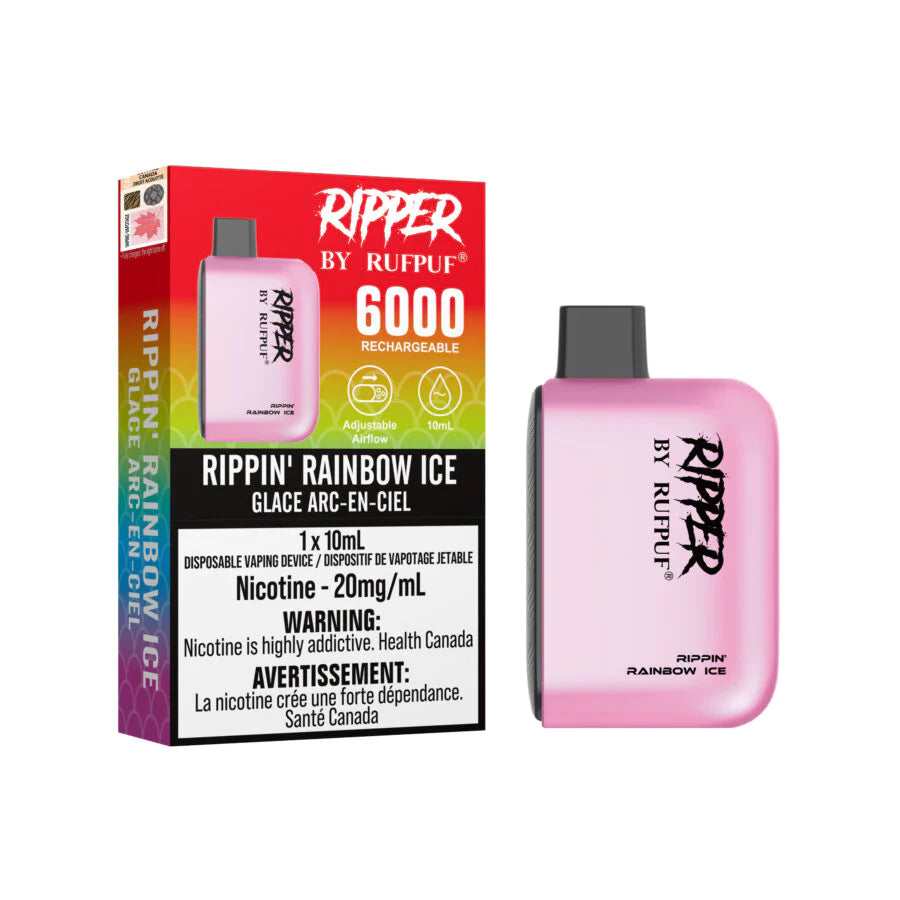 RUFPUF RIPPER 6000 DISPOSABLE - RIPPIN' RAINBOW ICE | Buy Online | Best Vaping Experience | Long-Lasting Flavor & Performance