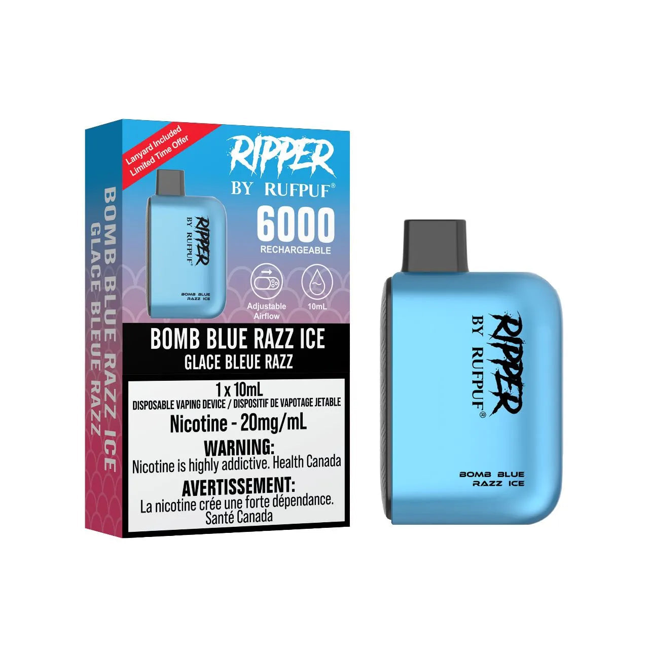 RUFPUF RIPPER 6000 DISPOSABLE - BOMB BLUE RAZZ ICE | Buy Online | Best Vaping Experience | Long-Lasting Flavor & Performance