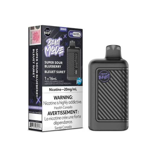 FLAVOUR BEAST BEAST MODE 8000 SUPER SOUR BLUEBERRY ICED | Buy Online | Best Vaping Experience | Long-Lasting Flavor & Performance