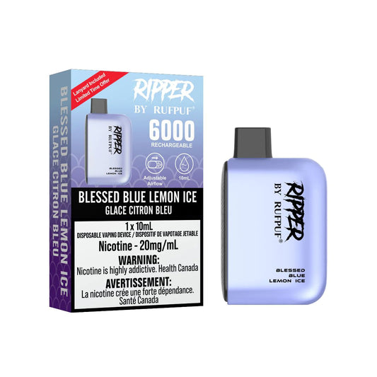 RUFPUF RIPPER 6000 DISPOSABLE - BLESSED BLUE LEMON ICE | Buy Online | Best Vaping Experience | Long-Lasting Flavor & Performance