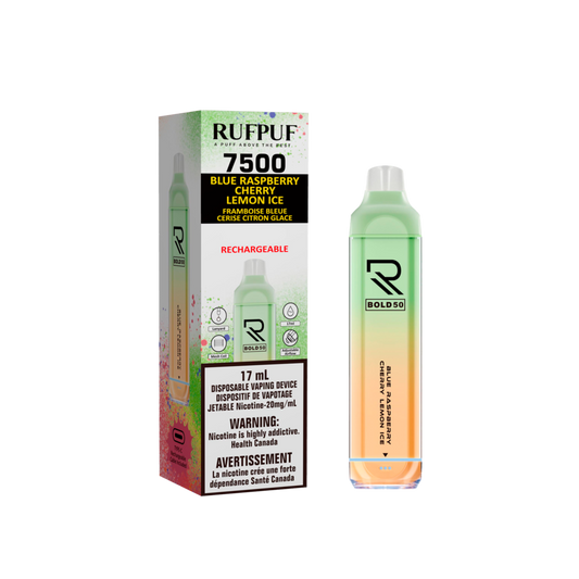 RUFPUF 7500 DISPOSABLE - BLUE RASPBERRY CHERRY LEMON ICE | Buy Online | Best Vaping Experience | Long-Lasting Flavor & Performance