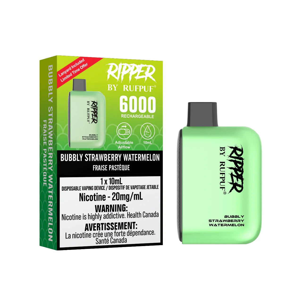 RUFPUF RIPPER 6000 DISPOSABLE - BUBBLY STRAWBERRY WATERMELON