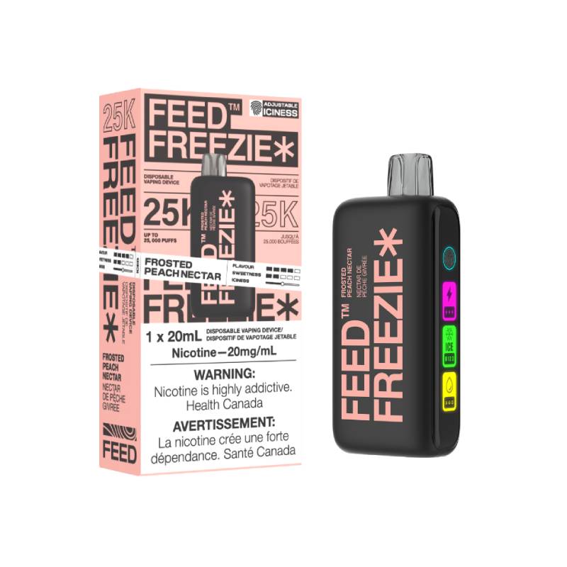 FEED FREEZIE 25K DISPOSABLE - FROSTED PEACH NECTAR, 20ML | Buy Online | Best Vaping Experience | Long-Lasting Flavor & Performance