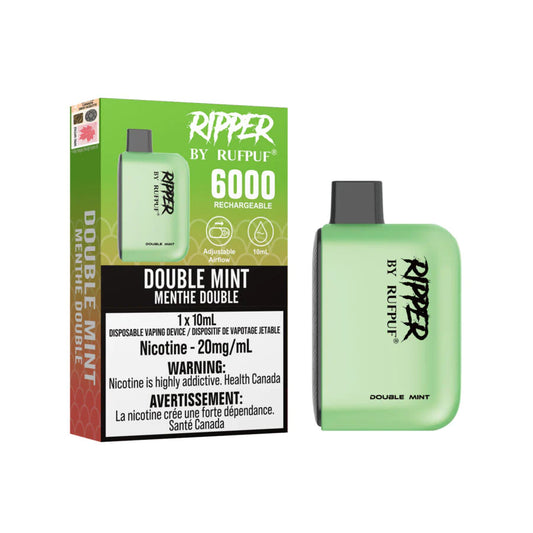 RUFPUF RIPPER 6000 DISPOSABLE - DOUBLE MINT | Buy Online | Best Vaping Experience | Long-Lasting Flavor & Performance