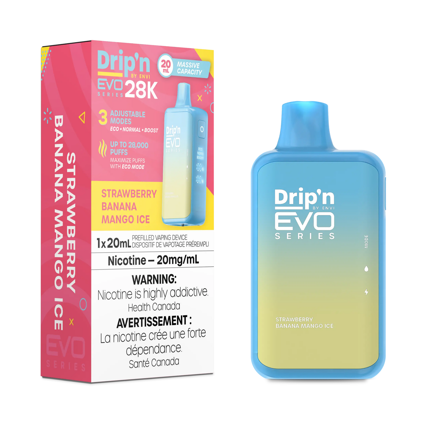 Drip'n by Envi EVO Series 28k Disposable - Strawberry Banana Mango Ice