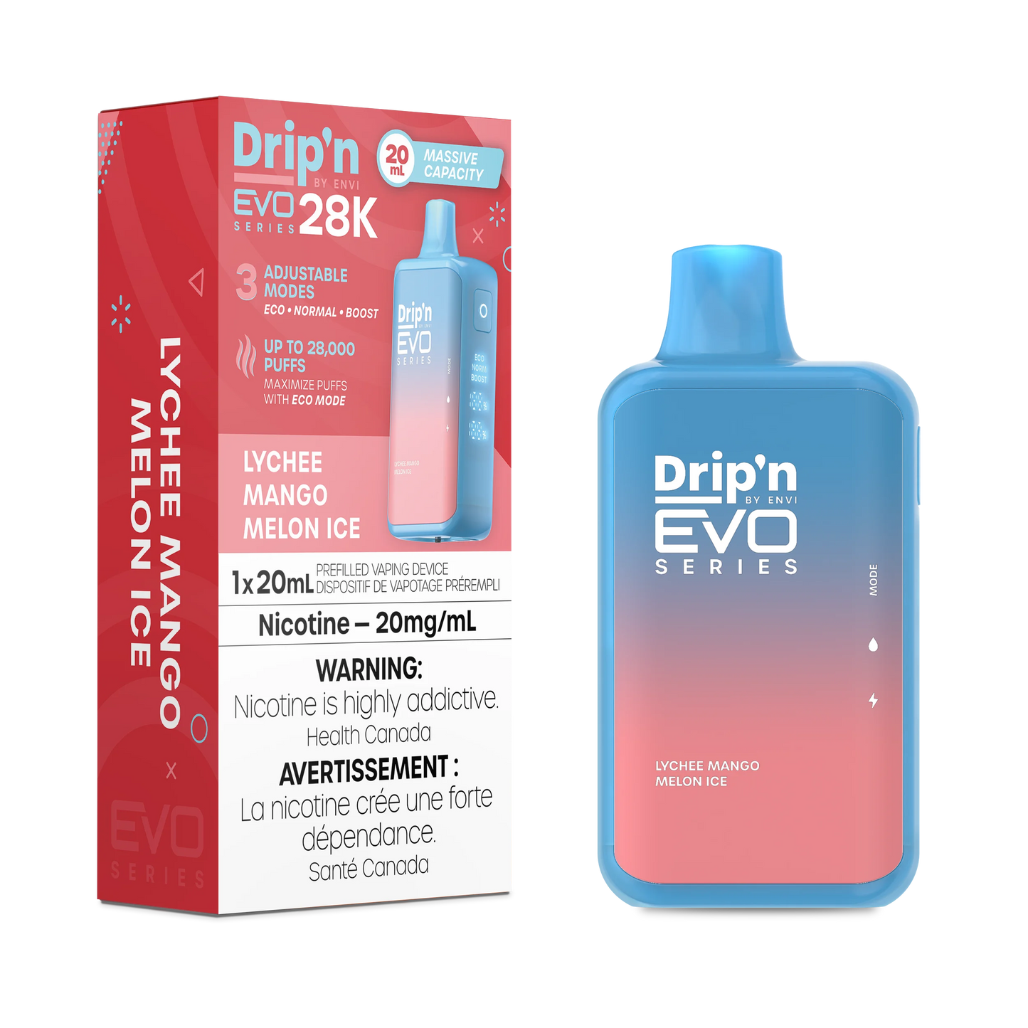 Drip'n by Envi EVO Series 28k Disposable - Lychee Mango Melon Ice