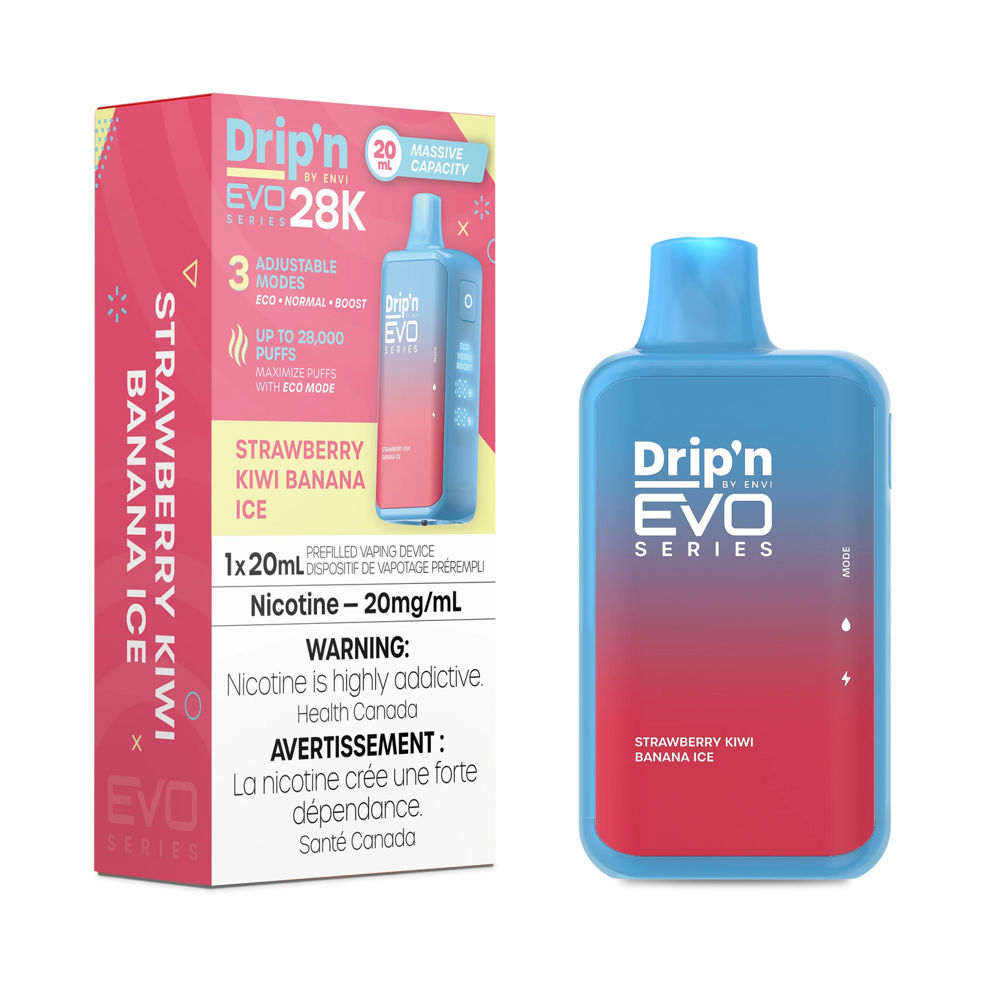 Drip'n by Envi EVO Series 28k Disposable - Strawberry Kiwi Banana Ice