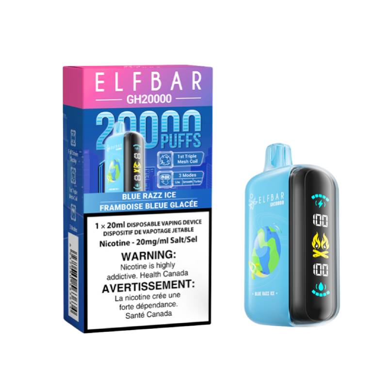 ELF BAR GH20000 - BLUE RAZZ ICE DISPOSABLE VAPE, 20K PUFFS