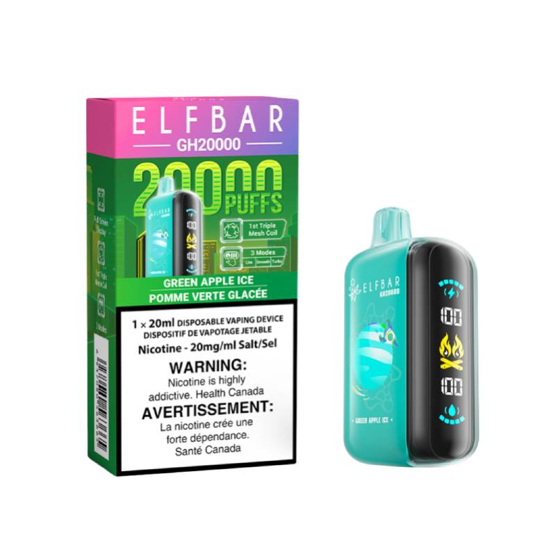 ELF BAR GH20000 - GREEN APPLE ICE DISPOSABLE VAPE, 20K PUFFS