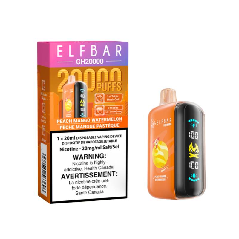 ELF BAR GH20000 - PEACH MANGO WATERMELON DISPOSABLE VAPE, 20K PUFFS