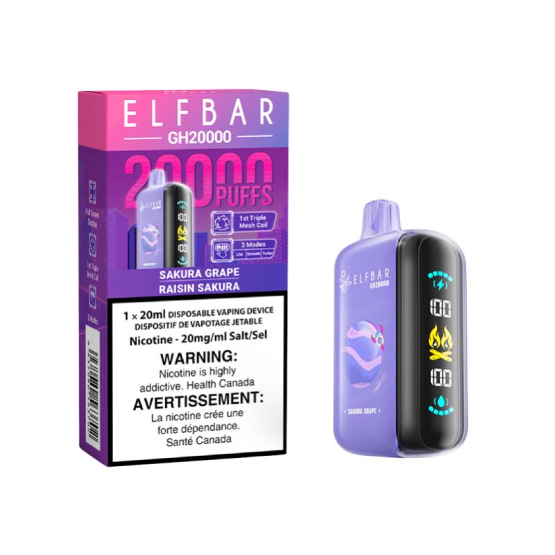 ELF BAR GH20000 - SAKURA GRAPE DISPOSABLE VAPE, 20K PUFFS | Buy Online | Best Vaping Experience | Long-Lasting Flavor & Performance