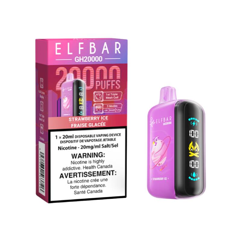 ELF BAR GH20000 - STRAWBERRY ICE DISPOSABLE VAPE, 20K PUFFS