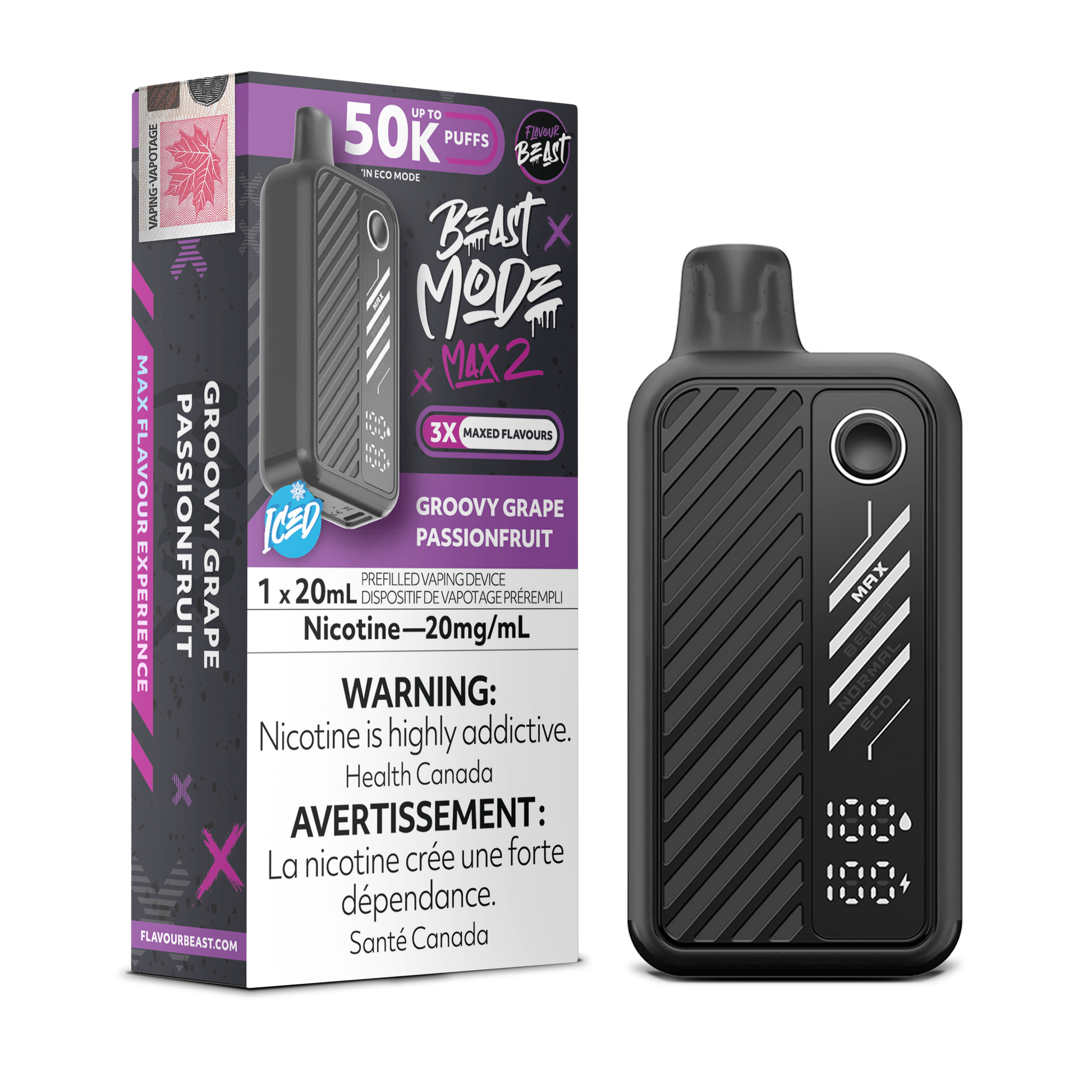 Flavour Beast Beast Mode Max 2 Disposable - Groovy Grape Passionfruit Flavour Beast Beast Mode Max 2